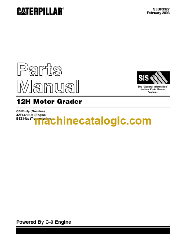 Caterpillar 12H Motor Grader Parts Manual