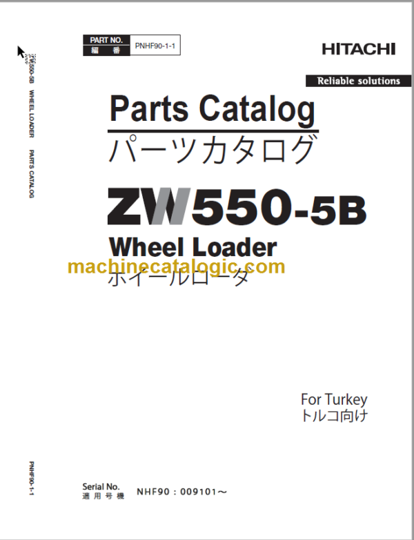 Hitachi ZW550-5B Wheel Loader Parts Catalog