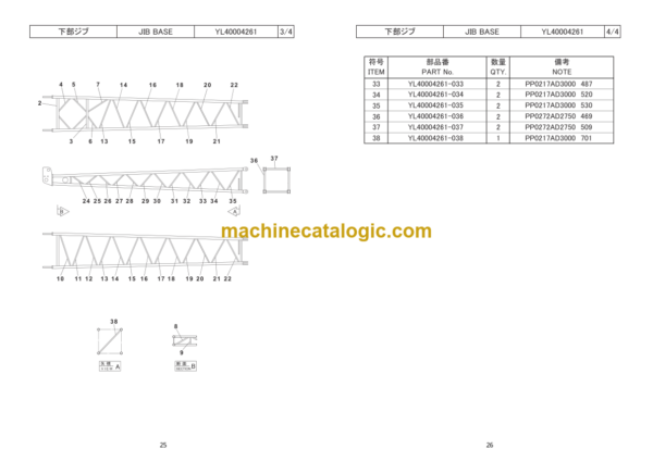 Hitachi Sumitomo SCX700-3 Bracing List