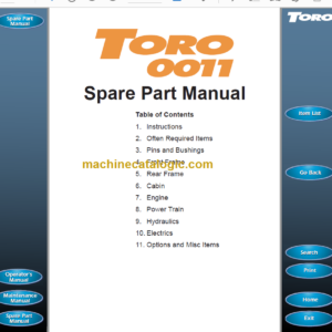 Sandvik TORO 0011 Parts Manual Serial No. T5011054