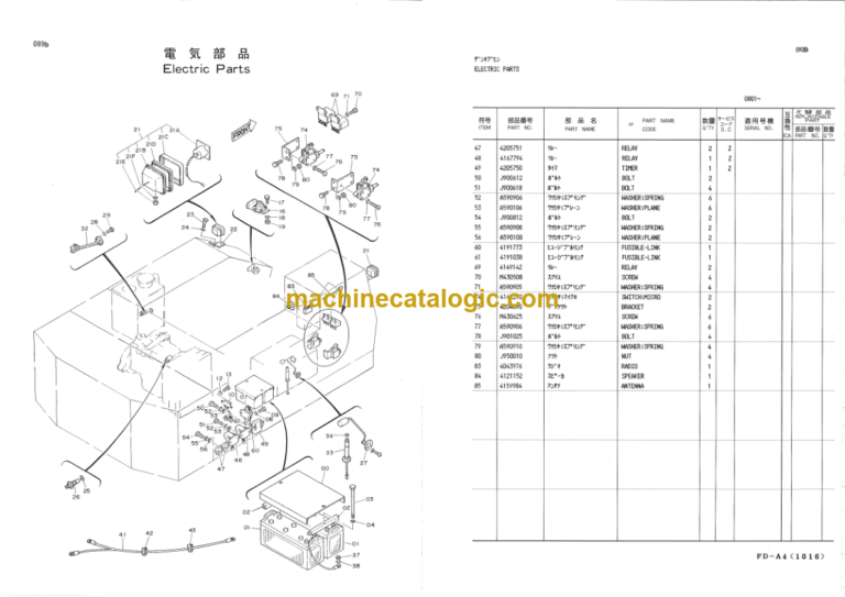 Hitachi KH125-3 Hydraulic Crawler Crane Parts Catalog Serial No.0801-