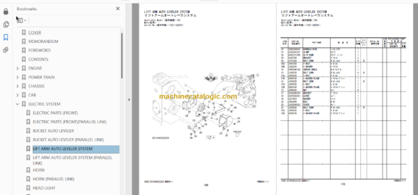 Hitachi ZW180-5B 180PL-5B Wheel Loader Parts Catalog