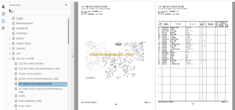 Hitachi ZW180-5B 180PL-5B Wheel Loader Parts Catalog