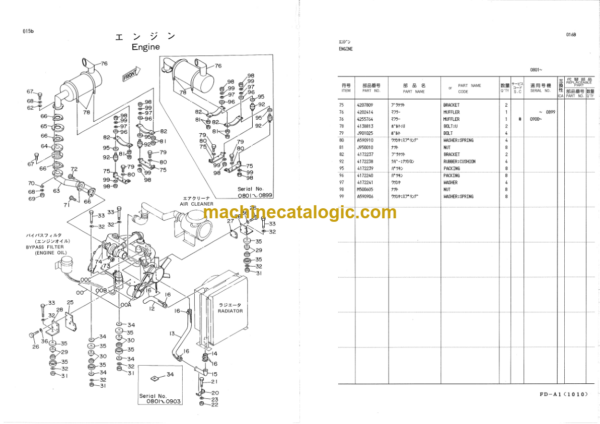 Hitachi KH125-3 Hydraulic Crawler Crane Parts Catalog Serial No.0801-