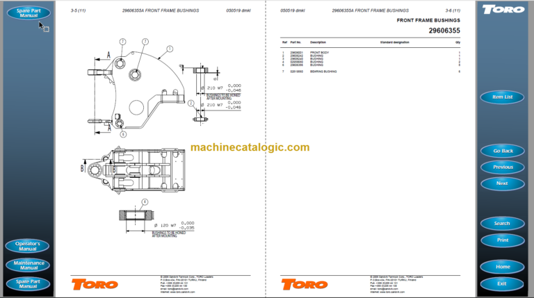 Sandvik TORO 0011 Parts Manual Serial No. T5011054