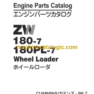 Hitachi ZW180-7 ZW180PL-7 Wheel Loader Engine Parts Catalog Parts Catalog