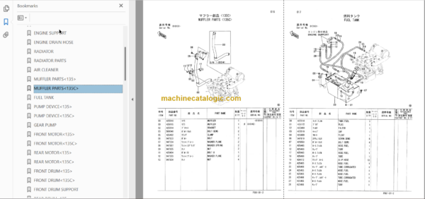 Hitachi CC135 CC135C Vibratory Roller Parts Catalog