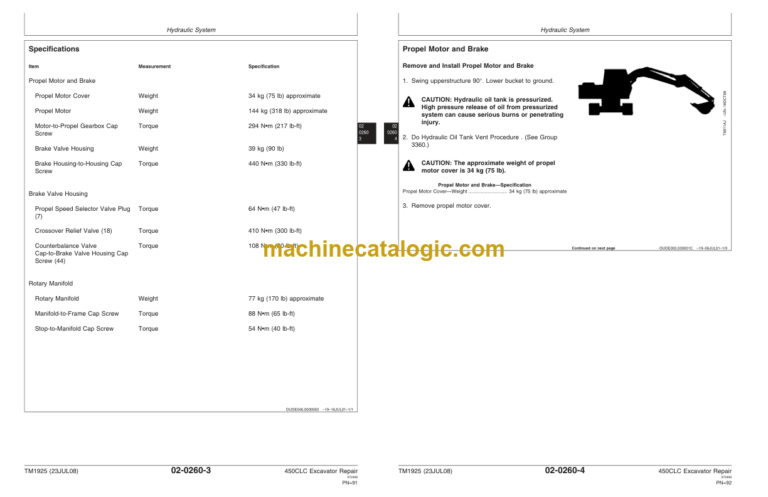 John Deere 450CLC Excavator Repair Technical Manual