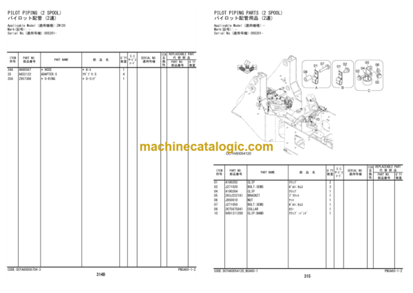 Hitachi ZW100-6 ZW120-6 Wheel Loader Parts Catalog