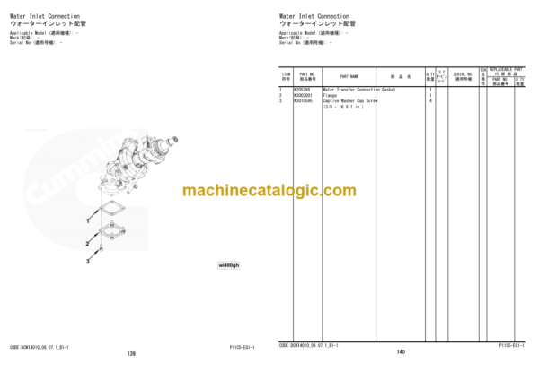 Hitachi ZW550 Wheel Loader Engine Parts Catalog