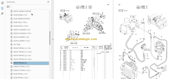 Hitachi CC135 CC135C Vibratory Roller Parts Catalog