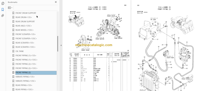 Hitachi CC135 CC135C Vibratory Roller Parts Catalog