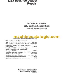 John Deere 325J Backhoe Loader Repair Technical Manual