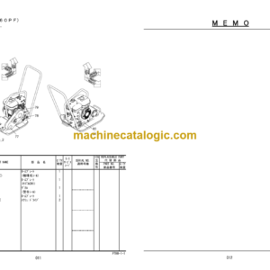 Hitachi ZV40PF 50PF 60PF 60PS 80P 80PI Vibratory Plate Parts Catalog