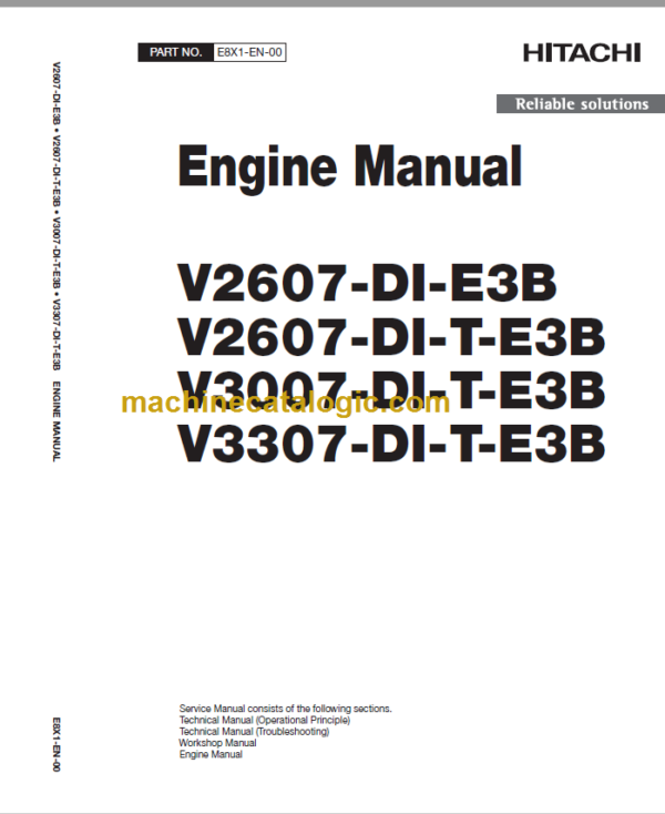 Hitachi V2607-DI-E3B V2607-DI-T-E3B V3007-DI-T-E3B V3307-DI-T-E3B Engine Manual