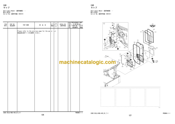 Hitachi ZW250-6 Wheel Loader (PNEMA0-1-1) Parts Catalog