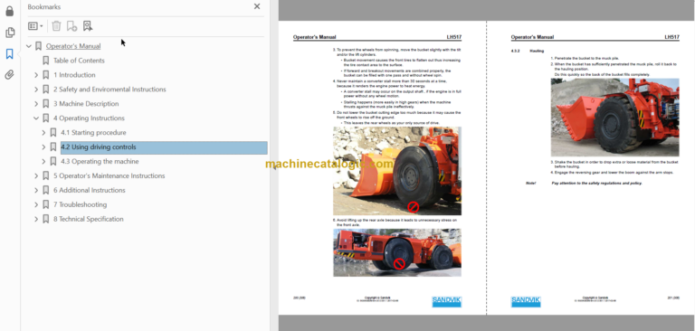 Sandvik LH517 Operator's Manual Serial No. L717D557