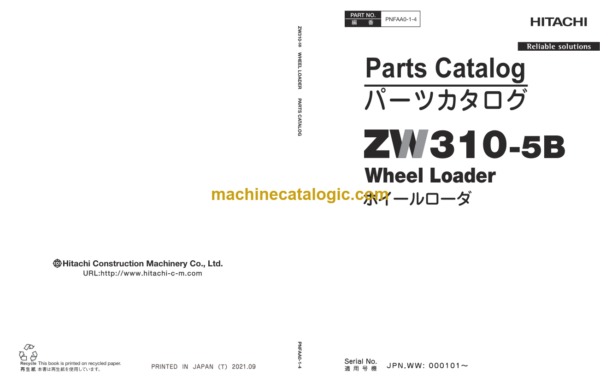 Hitachi ZW310-5B Wheel Loader Parts Catalog