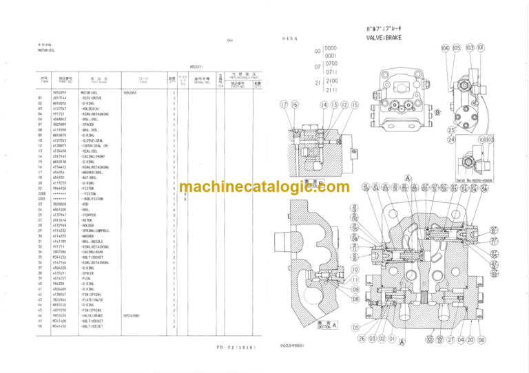 Hitachi KH125-3 Equipment Components Parts Catalog Serial No.0601～0727