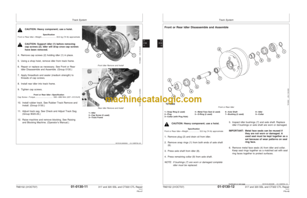 John Deere 317 and 320 Skid Steer Loader CT322 Compact Track Loader Repair Technical Manual (TM2152 31OCT07)