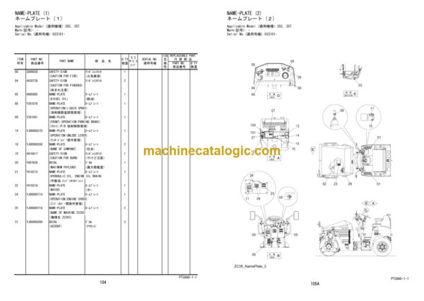 Hitachi ZC35C 35T Vibratory Roller Parts Catalog