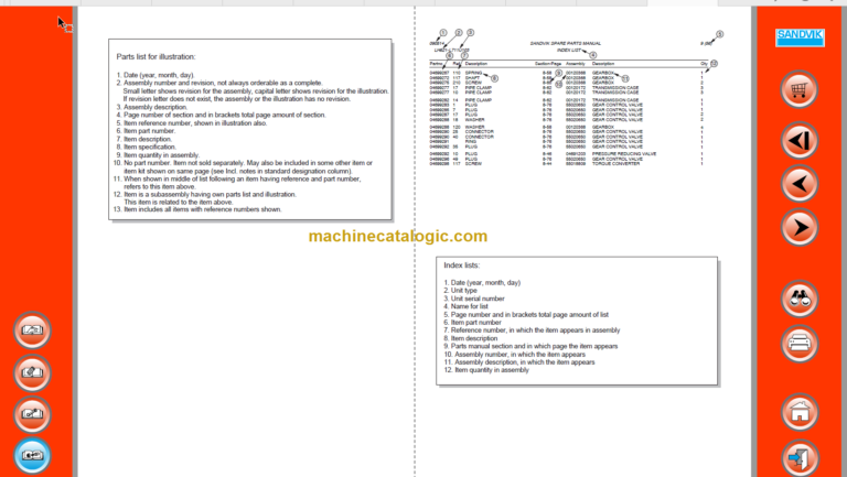 Sandvik LH517 Parts Manual Serial No. L717D557
