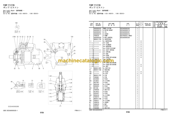 Hitachi RD135R RD140R Rotating Rubber Crawler Carrier (PTRB-E1-1) Parts Catalog