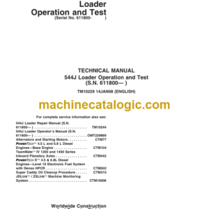 John Deere 544J Loader Operation and Test (SN 611800— ) Technical Manual