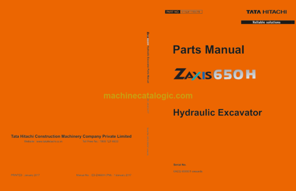 Hitachi ZAXIS ZX650H Hydraulic Excavator Parts Catalog