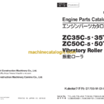 Hitachi ZC35C-5 35T-5 ZC50C-5 50T-5 Vibratory Roller Engine Parts Catalog (PTCJA0-EG1-2)