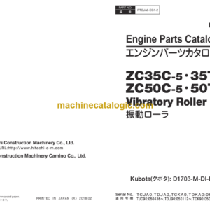 Hitachi ZC35C-5 35T-5 ZC50C-5 50T-5 Vibratory Roller Engine Parts Catalog (PTCJA0-EG1-2)