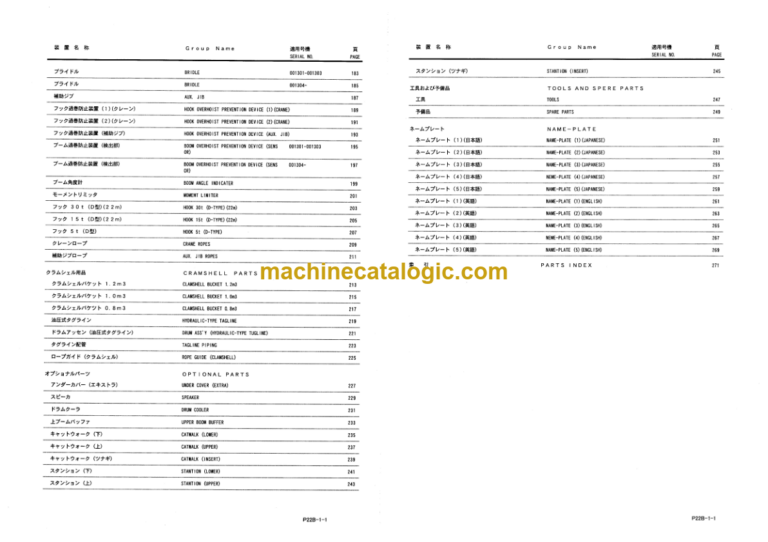 Hitachi Sumitomo SCX300-C Crawler Crane Parts Catalog