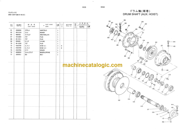Hitachi KH150-3 Dragline Front Clamshell Front 22mm Winch (For Dragline) Parts Catalog