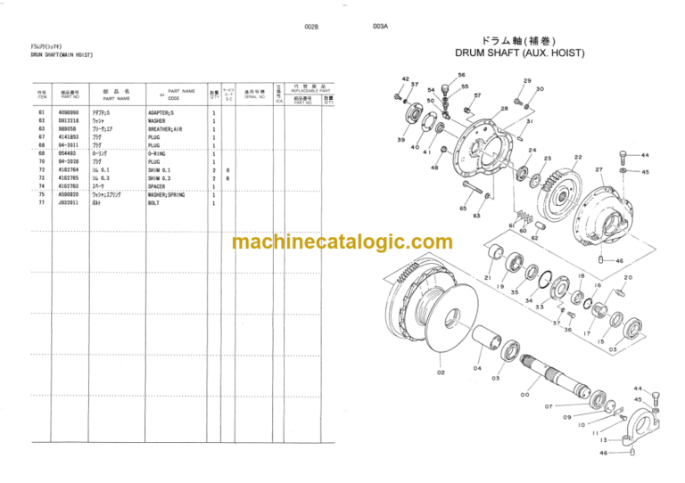 Hitachi KH150-3 Dragline Front Clamshell Front 22mm Winch (For Dragline) Parts Catalog