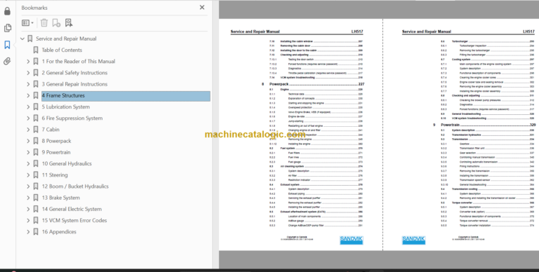 Sandvik LH517 Workshop Manual Serial No. L717D557