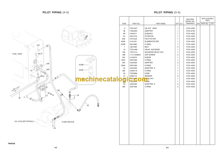 TATA Hitachi EX-70 Hydraulic Excavator (910100220227) Parts Catalog