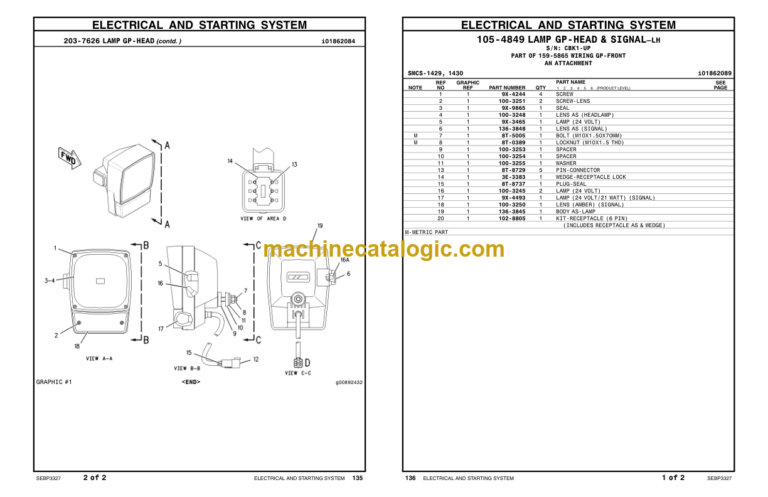 Caterpillar 12H Motor Grader Parts Manual