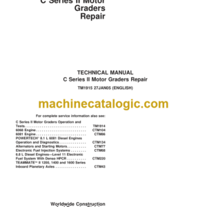 John Deere C Series II Motor Graders Repair Technical Manual