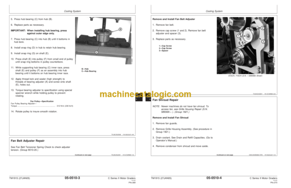 John Deere C Series II Motor Graders Repair Technical Manual