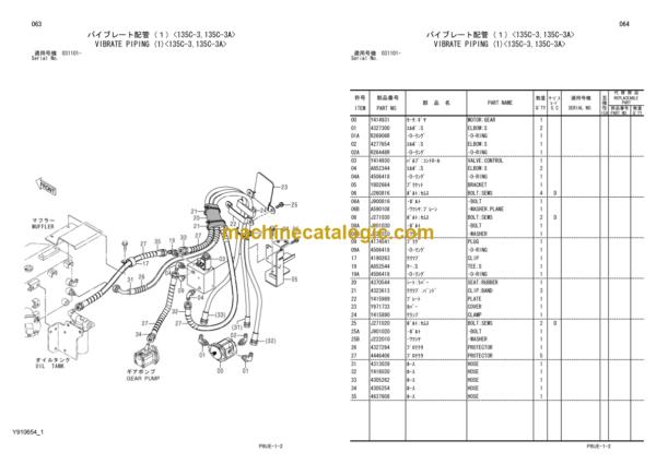 Hitachi CC135-3 CC135C-3 CC135-3A CC135C-3A Vibratory Roller Parts Catalog