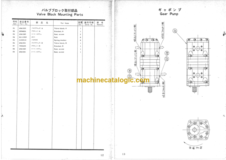 Hitachi KH300-70S Direct Coupled Type Pile Driver Parts Catalog