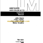 John Deere 770A 770AH 772A 772AH Motor Graders Technical Manual