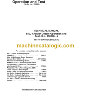 John Deere 850J Crawler Dozers Operation and Test Technical Manual