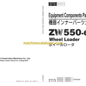 Hitachi ZW550-6 Wheel Loader Equipment Components Parts Catalog