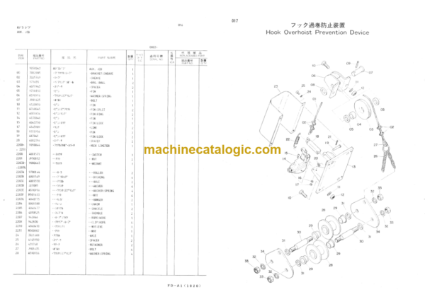 Hitachi KH150-3 HYDRAULIC CRAWLER CRANE CRANE FRONT (TYPE A) Parts Catalog