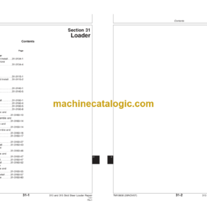 John Deere 313 and 315 Skid Steer Loader Repair Technical Manual