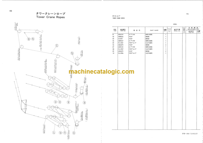 Hitachi KH180-2S Hydraulic Crawler Crane Parts Catalog