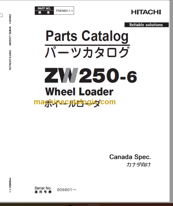 Hitachi ZW250-6 Wheel Loader (PNHFA0-1-2) Parts Catalog