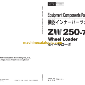 Hitachi ZW250-7 Wheel Loader Equipment Components Parts Catalog