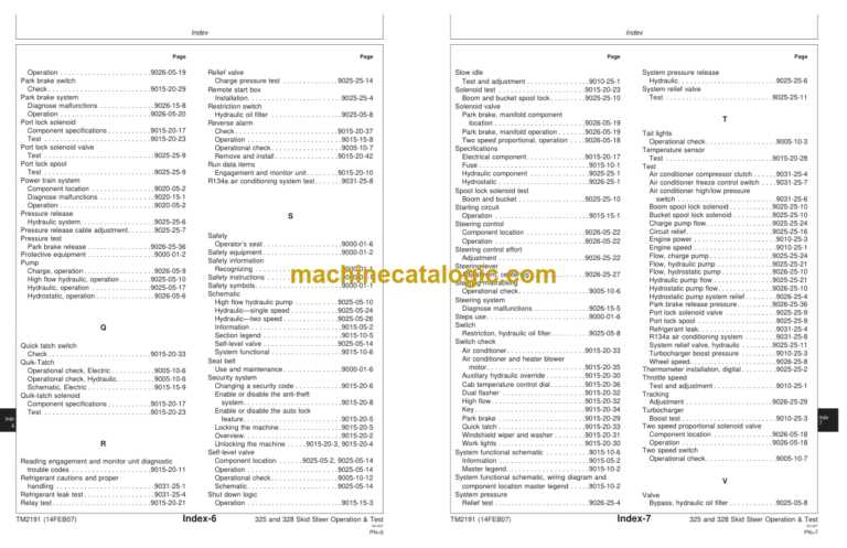 John Deere 325 and 328 Skid Steer Loader Operation and Test Technical Manual